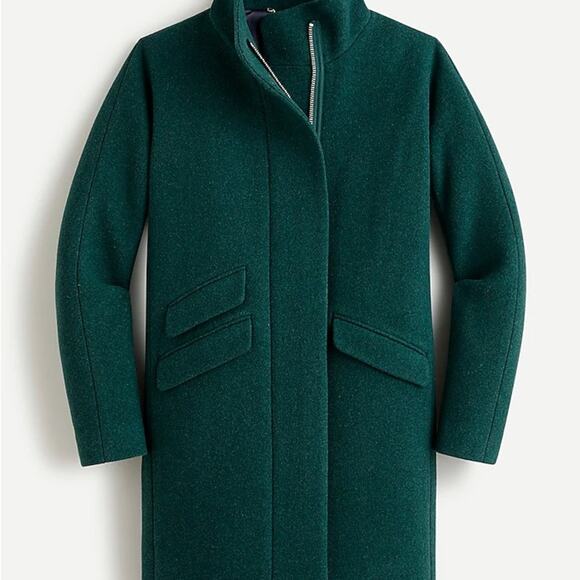 J. Crew Green Italian Wool Longline Winter  Coat sz 00 - Picture 10 of 11
